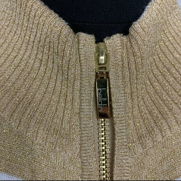 Belldini plus size sweater jacket full zip gold stripe metallic cardigan sz XXL - Picture 5 of 9